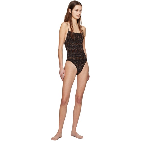 Toteme Other - Toteme One Piece Smocked Swimsuit in Tortoise